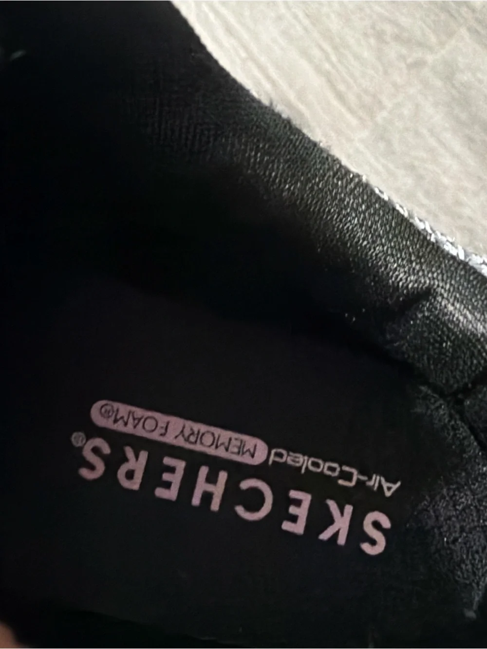 Skechers Kids Iridescent Silver and Black Athletic Sneakers